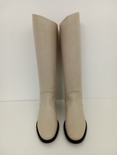 DUO Women's Knee High Boots Winter White Hazel Low Block Zip Button Back New F1