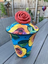 Large Mary Rose Young Handpainted Lidded Storage Pot 23cm Tall