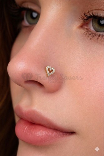 Paved heart nose stud - heart,