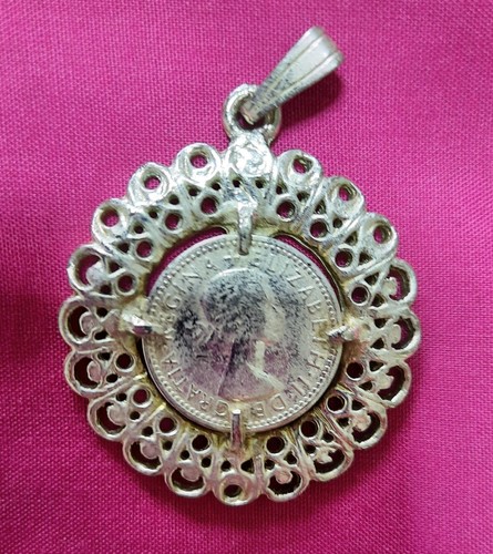 Vintage 1958 sixpence pendant - vintage,