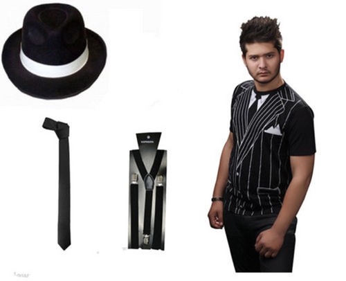 Black gangster hat - gangster,