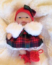 Berenguer 5" / 13cm Baby Doll + OOAK  New Handmade Winter Christmas Outfit