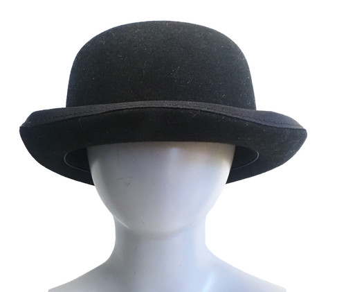Black wool bowler - black,