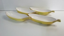 Vintage 1960's Mid Century Banana Split Ice Cream Dishes Boats Set of 4 Ceramic