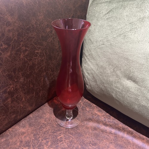 Cranberry red glass vase - red,