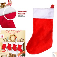 Christmas Red Stocking Velvet Felt Fur Trim Sack Santa Xmas Large Gift Bag 42cm