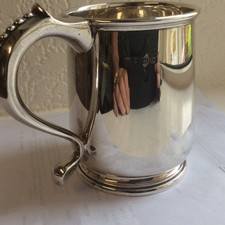 GEORGE V SOLID SILVER PINT TANKARD BIRMINGHAM 1935 BY William & Neale 242 Grams