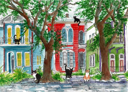 Cats colorful new orleans - cats,
