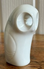 Vintage Royal Dux Bohemia White Porcelain Owl Bird Figure Jaroslav Ježek - 3.5”