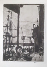 Whistler ROTHERHITHE THAMES SHIPS James Abbott LITHOGRAPH of an Etching C1932