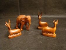 Vintage Wooden Animals Elephant Antelope Safari African
