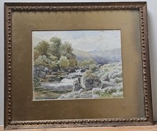 Antique 1900s Watercolour “Dartmoor, West Teign near Fingle” by H. J. Morrish
