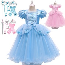 Cinderella Princess Fancy Dress Party Costume Cosplay Kids Girls Birthday Outfit