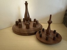 2x Round Wooden Thimble Display Holders