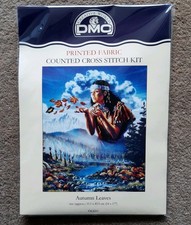 NATIVE AMERICAN AUTUMN LEAVES CROSS STITCH KIT by DMC PRINTED FABRIC 