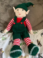 Handmade  16"  knitted Christmas Elf Soft Toy