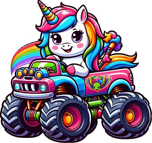 Unicorn monster truck wall - truck,