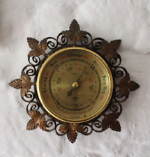Vintage SB Barometer Round Circular Metal Leaf surround Made  England. 25cm dia
