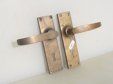 Antique Brass Lever Door Handles Old Plates Art Deco Vintage ODD