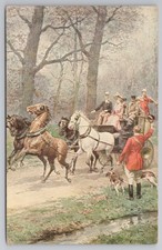 Coaching Scene Carriage Horses with Huntsmen T.S.N. Series 681 Postcard