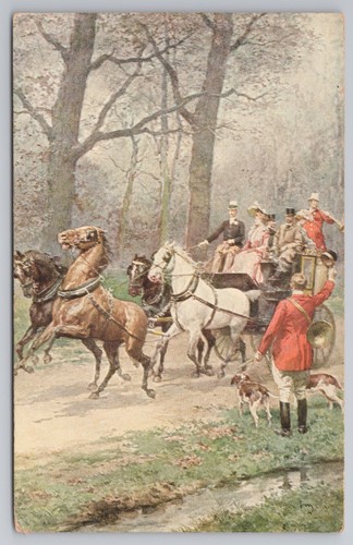 Coaching scene carriage horses - scene,