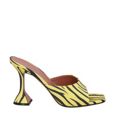 AMINA MUADDI Lupita Satin Yellow Cone Heel Mules Square Toe Sandals UK5.5 RRP470