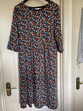 Seasalt Kennack Sands Midi Floral Dress Cotton/Viscose Blend Size UK 14