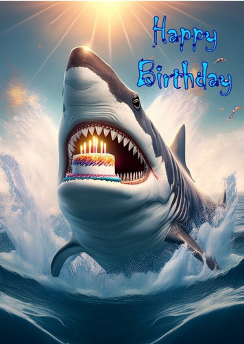 Shark birthday card - a, great