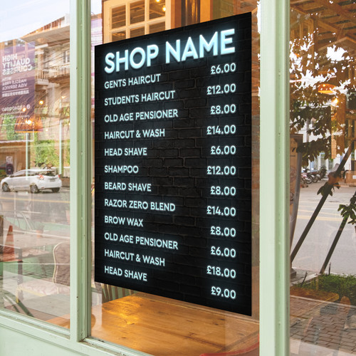 Barber shop price list - shop, salon