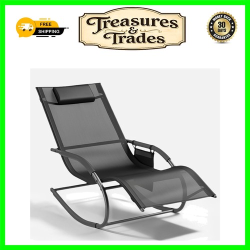 Elegant black outdoor lounger - black,