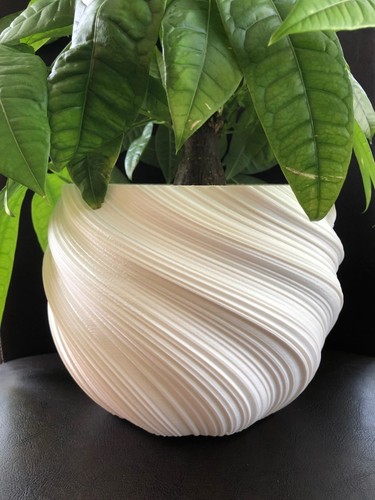 Printed flowerpot white - printed,