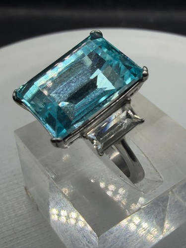Blue topaz three - blue, ring