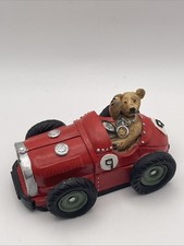 Peter Fagan Colour Box Bears Resin Figurine Red Racing Car Lap Of Honour