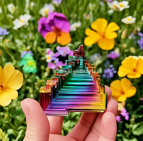 Rainbow aura pyramid titanium - rainbow,