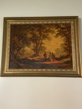 Vtg Antique Framed "Road To