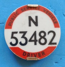 PSV BUS DRIVER BADGE - PCV PUBLIC SERVICE VEHICLE BADGE - N.53482