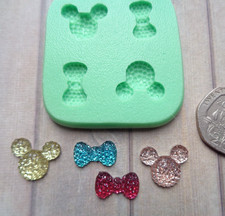 Mini Craft Mould: TINY Mickey/Minnie Mouse Bling Gem FACE 12x14mm & BOW 7x13mm