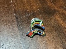COLOURFUL RAINBOW PIN BADGE WITH RED MAPLE AND WHITE DOVE OLD COLLECTABLE PIN 