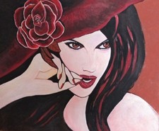 Original Painting . Red lady.