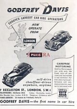 GODFREY DAVIS Motor Car Hire Vintage ADVERT #2 : Small 1952 Print 670/98