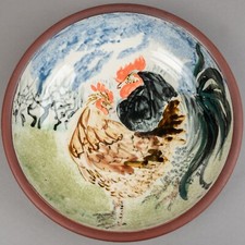 Gwili Pottery Dish Cockerels