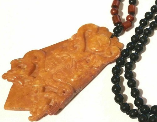 Vintage black onyx necklace - black,