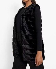 BLACK PANELLED FAUX FUR GILET
