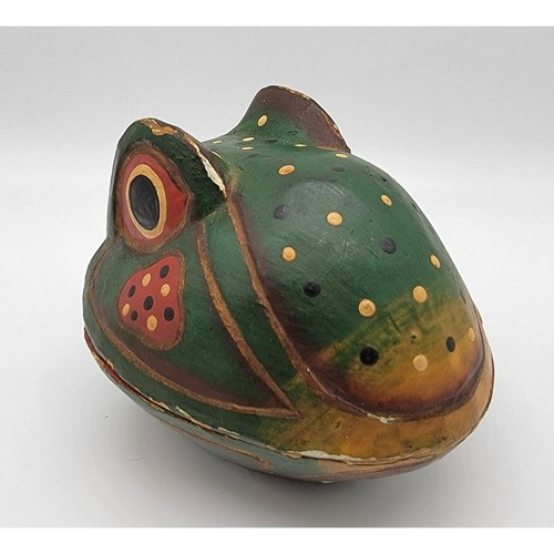 Hand painted green frog head - frog,