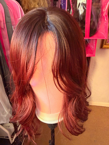 Burgundy with brunette - , root