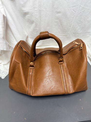 Faux leather travel holdall - leather,