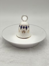 Harleigh China Fine Bone China Bell White with Gold and Blue Made in England