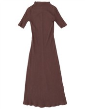 ZARA Womens Maxi Dress UK 10 Small Brown Cotton AN07
