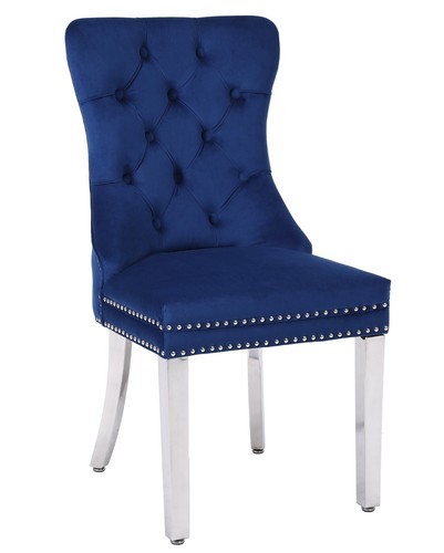Blue velvet dining chair with - blue,