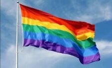 Rainbow Flag. Large 5 Feet By 3 Feet With Brass Eyelets Good Quality. 